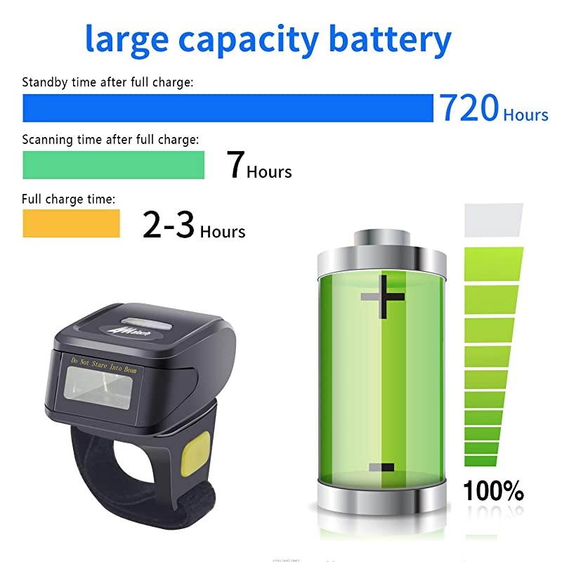 Portable 1D Laser Bluetooth Barcode ScannerHandheld Mini Wearable Ring Wireless Barcode Reader for WindowsAndroidiOSMac