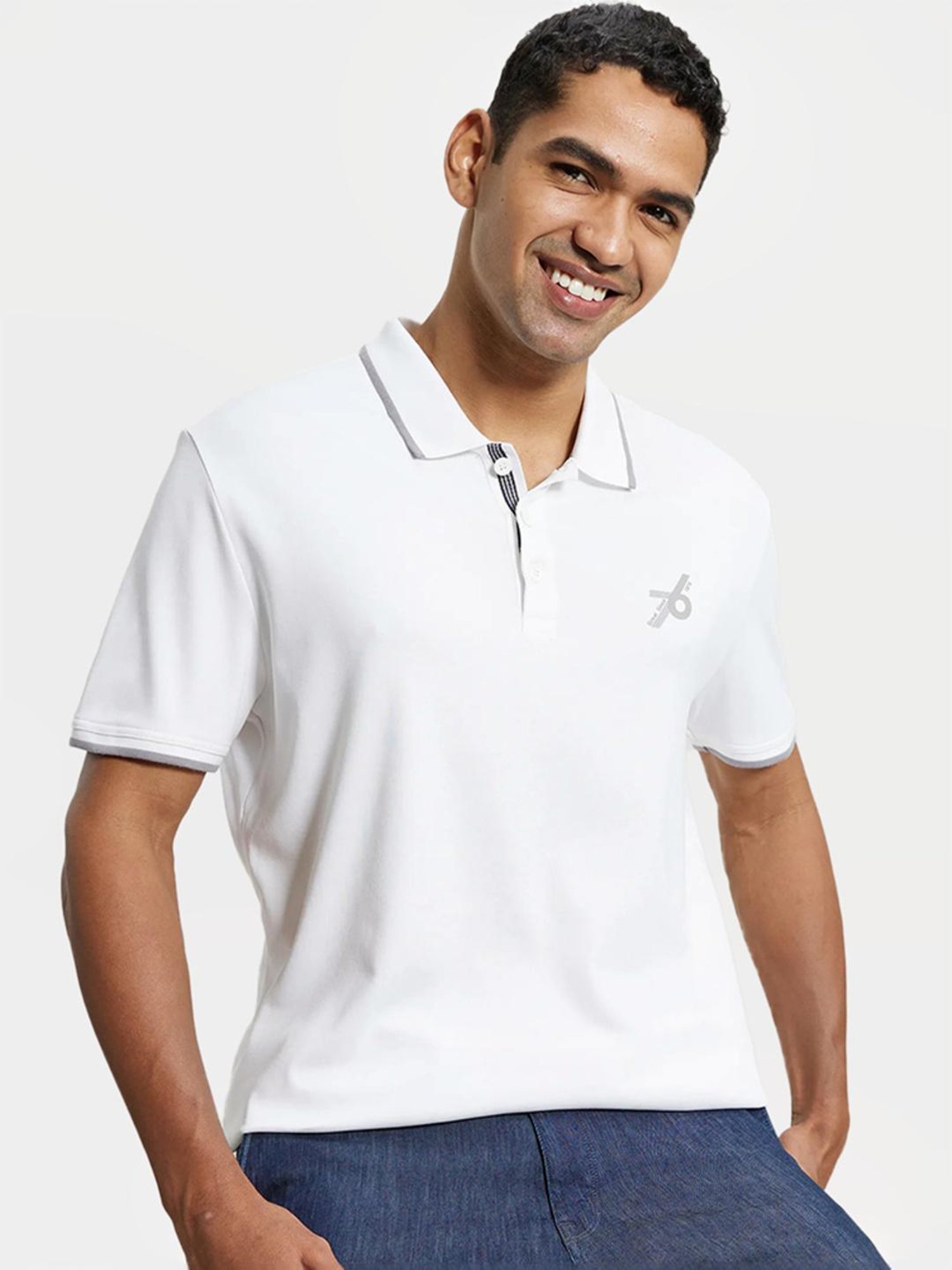 Jockey 3911 White Super Combed Cotton Rich Half Sleeves Polo T-Shirt (Logo Design May Vary)