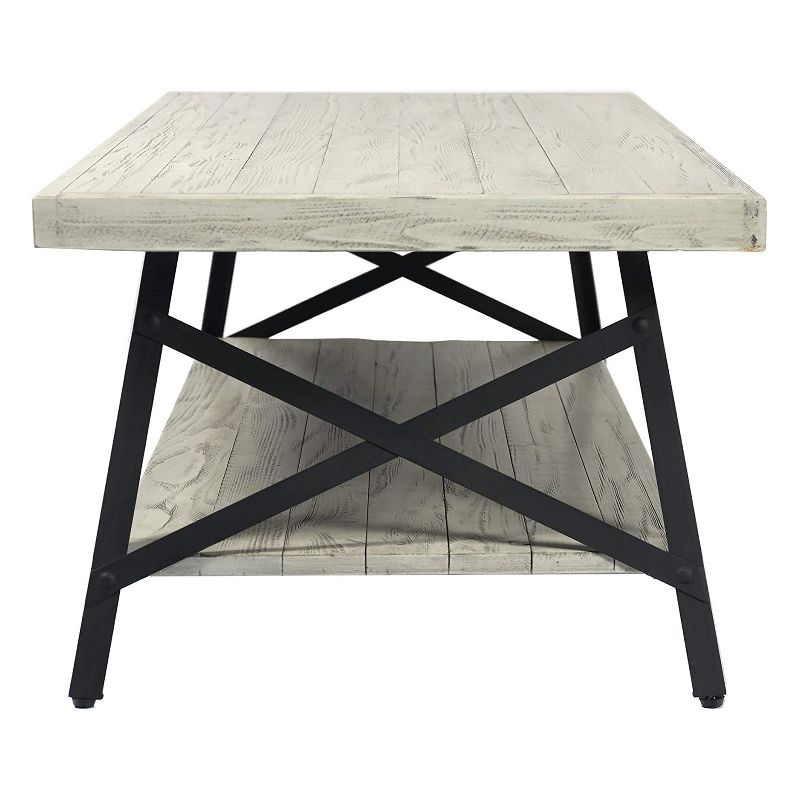Wallace & Bay Chandler 48 Inch Long Rustic Decor Indoor Home Open Storage Coffee and Cocktail Table, Brushed Gray