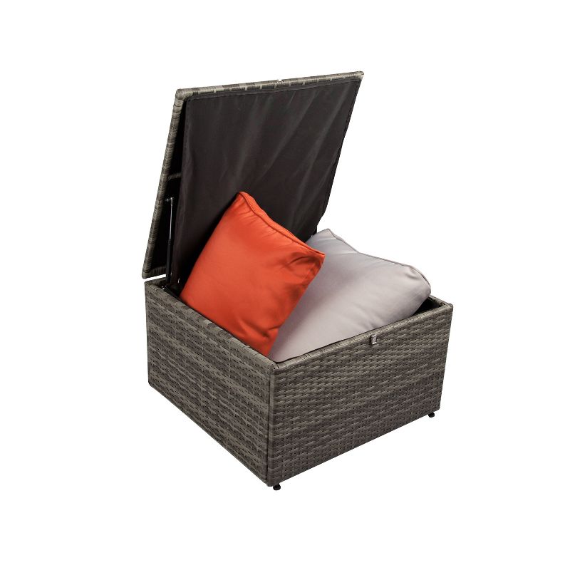 3pc Rio All-Weather Wicker Conversation set with Storage Gray/Blue - Thy Hom