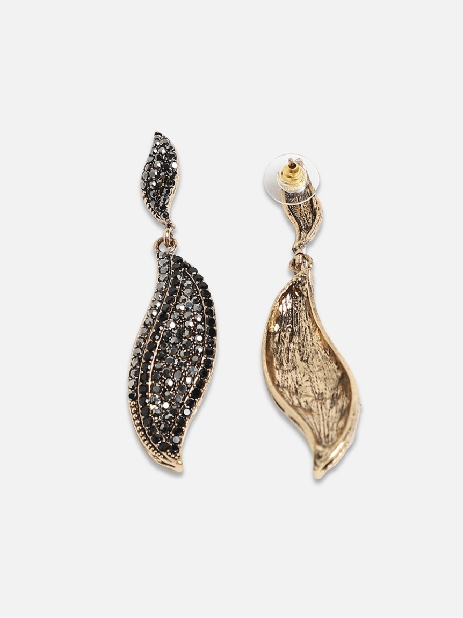 Sohi Women's Embellished Rhombus Swirl Drop Earrings  Roman Silver