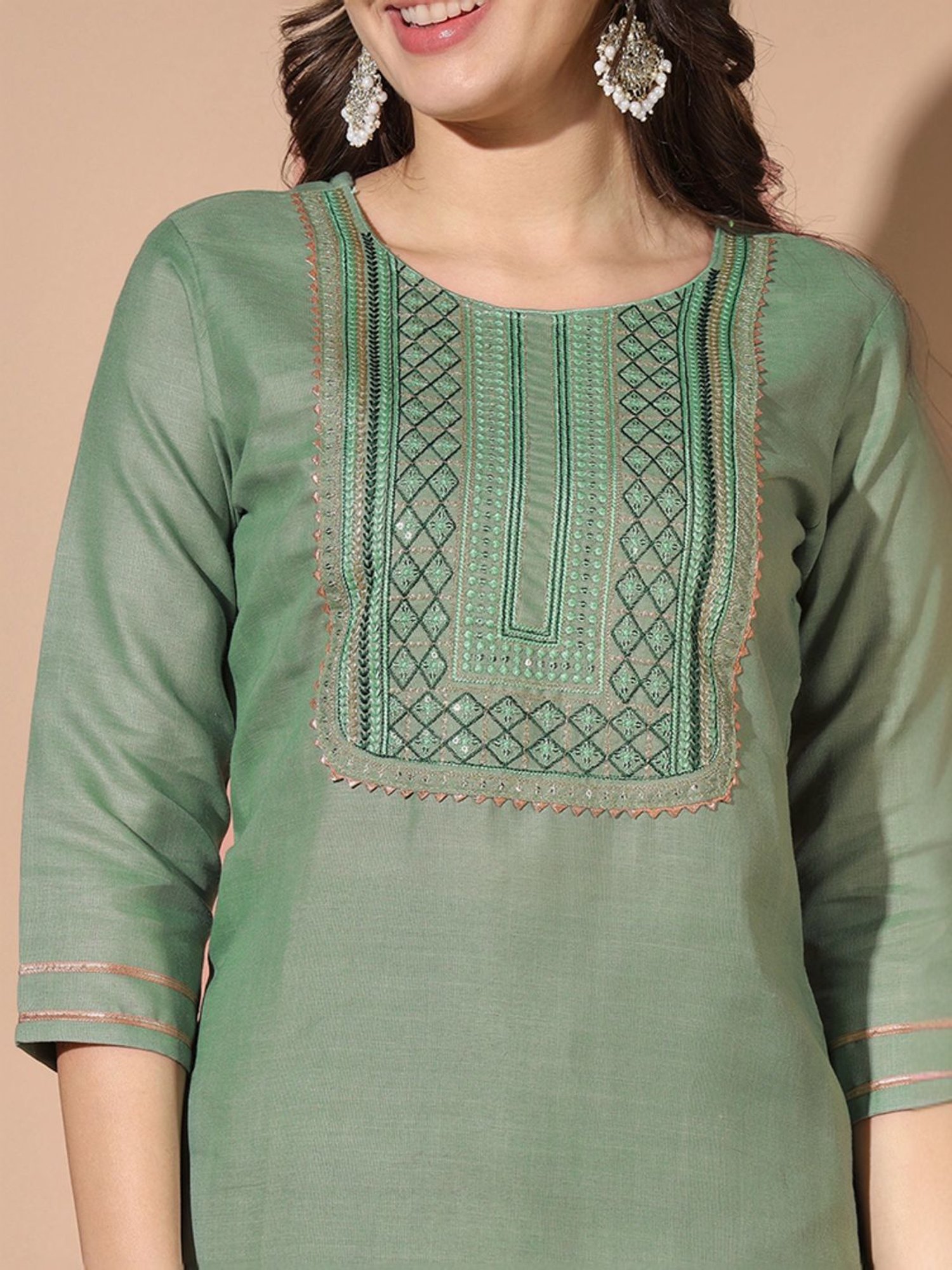 Skylee Pista Green Embroidered Kurta Pant Set With Dupatta