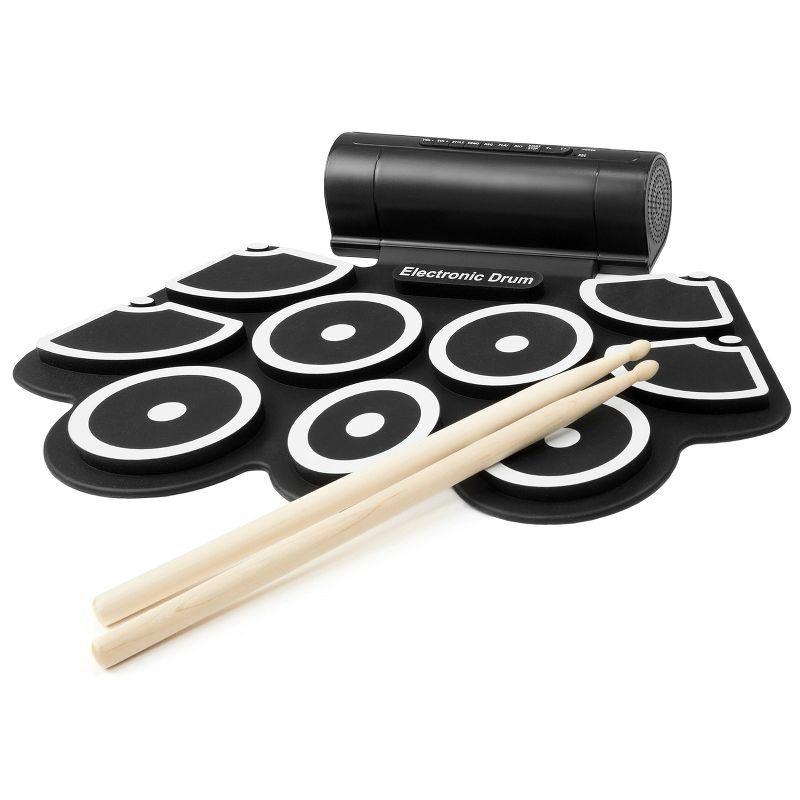 Best Choice Products Roll-Up Foldable Electronic Drum Set w/ USB MIDI, Speakers, Foot Pedals, Drumsticks - Black