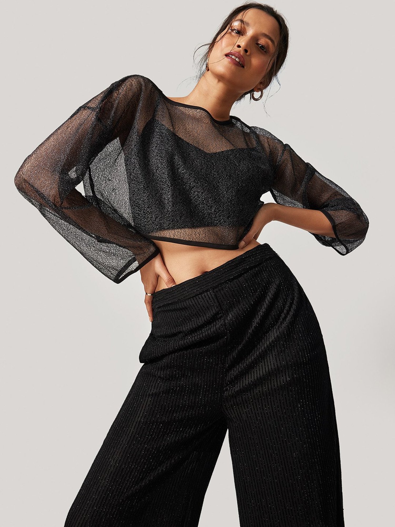 The Label Life Black Embellished Crop Top
