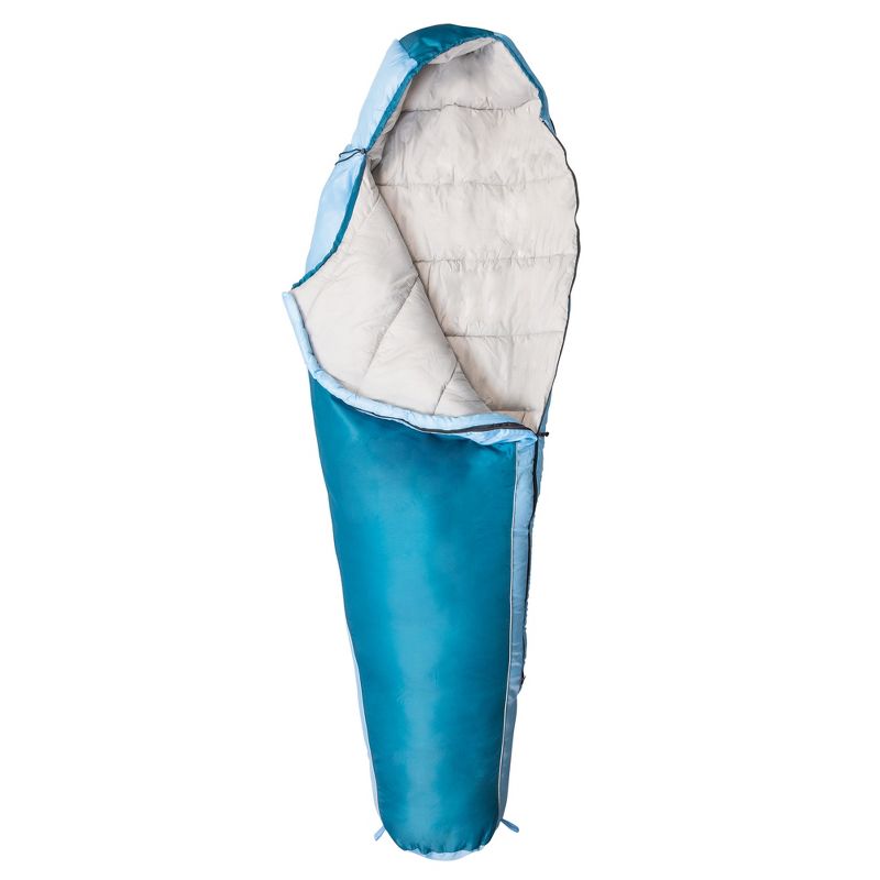 Kamp-Rite 35 x 78 Inch Mummy Style Outdoor Indoor Rip Stop Polyester Camping Cot Sleeping Bag 0 Degree, Blue 2 Tone