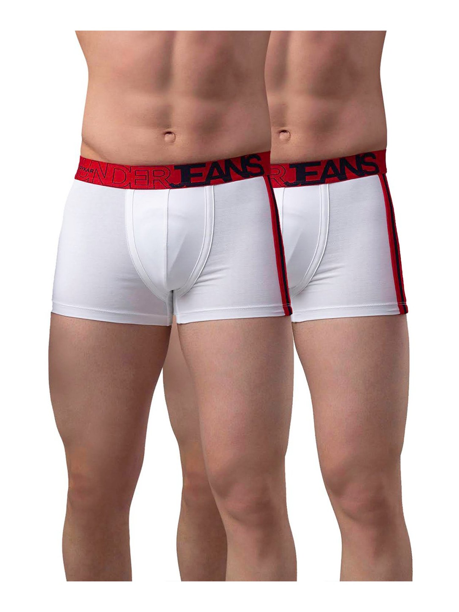 UnderJeans by Spykar White & Red Striped Trunks - Pack of 2