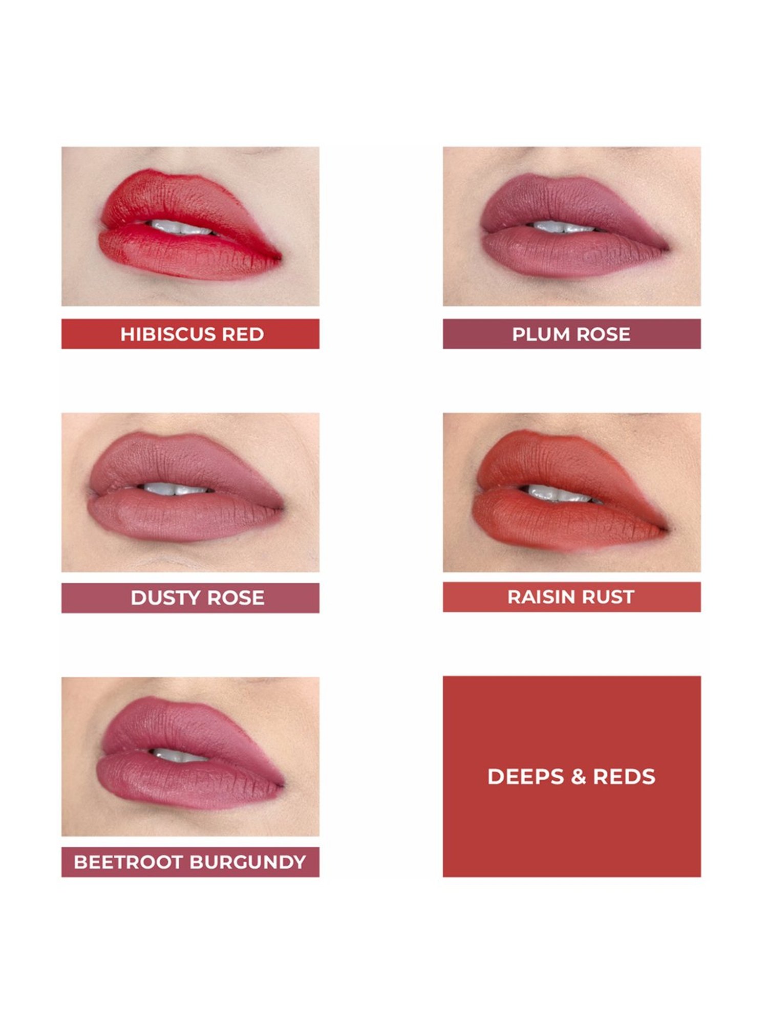 JUST HERBS Herb-Enriched Matte Liquid Lipstick Kit - Deeps + Reds