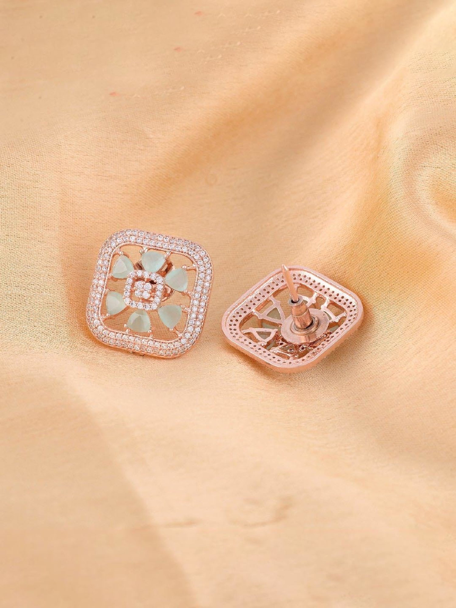 Saraf RS Jewellery studs light blue AD studded small earrings