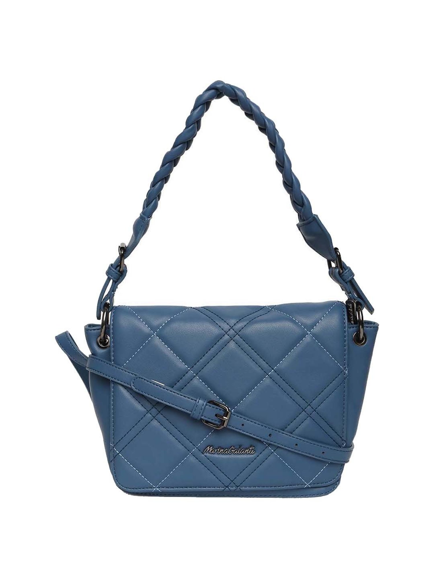 Marina Galanti Blue Quilted Medium Sling Handbag