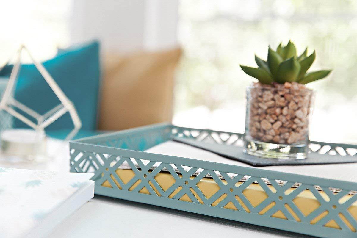 Blu Monaco Office Supplies Teal Blue Desk Organizers and Accessories-5 Piece Interlocking Cute Desk Organizer Set-Letter Tray-Pen Cup-3 Assorted Accessory Trays-Room Decor for Women and Teen Girls