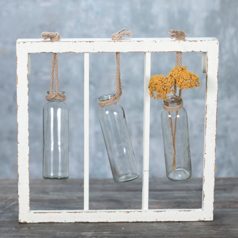 16.25"H Wood Decorative Container - White - Foreside Home&Garden