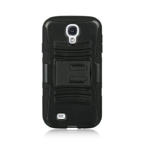 Dream Wireless Hybrid Case Skin Plus PC with H Style Stand for Samsung S4 - Retail Packaging - Black