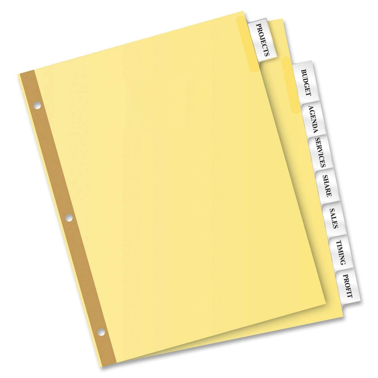 Avery 11115 Avery Worksaver Insertable Dividers Value Pack Print-on - 8 Tab(s)/Set, 24Sets/ Box - Clear, Buff Tab