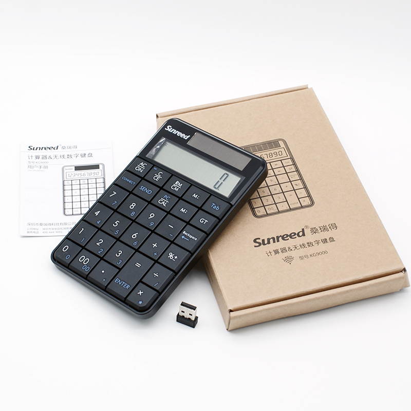 Sunreed 2in 1 USB Numeric Keypad with Calculater Wireless Receiver Numeric Keypad Tablet with USB Hub 29 Keys for Microsoft Mac