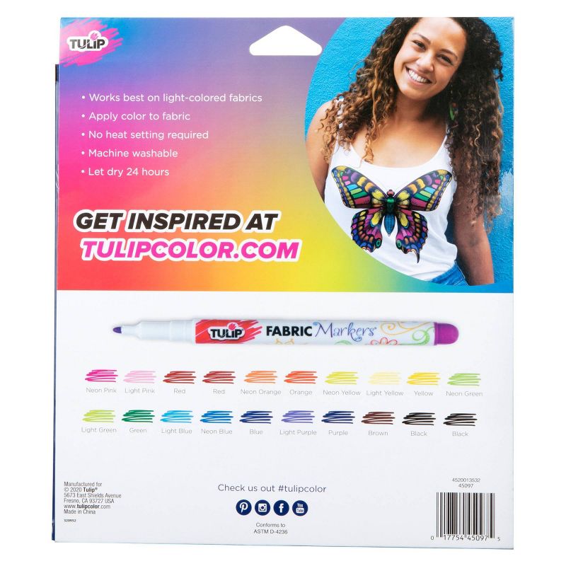 20pk Fabric Markers Fine-Tip Rainbow Color Collection - Tulip Color