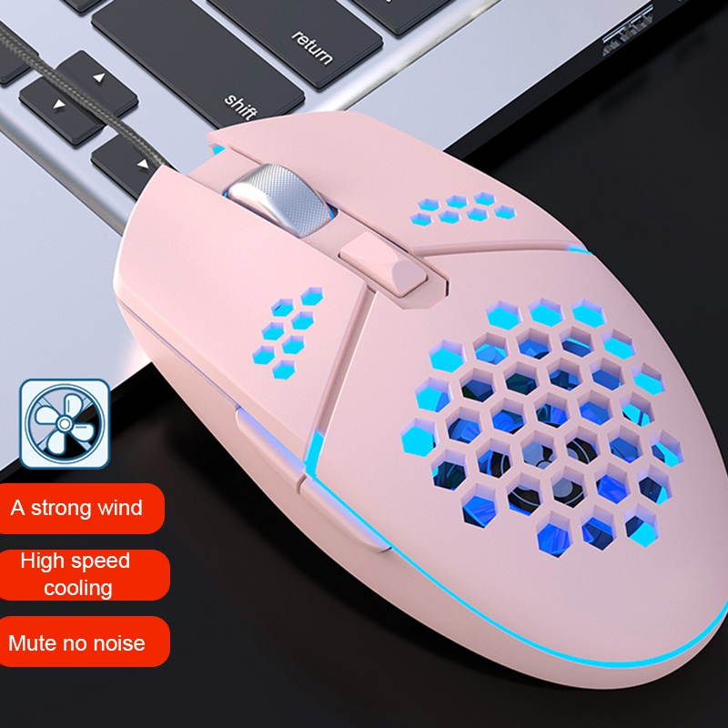 USB Wired Game Mouse Adjustable DPI Computer RGB Luminous Mice Macro Program Cable TV Bidding Mouse Fan Cooling For Laptop PC