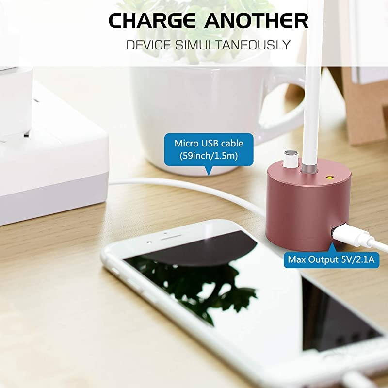 LED Charge Indicator Charging Stand Compatible with Apple Pencil 1st Gen, Aluminum Charger Dock Pencil Holder Fit iPad 10.2 2019, iPad Pro 12.9 10.5 9.7, iPad Air 3/Mini 5 2019 Pen - Wine Red
