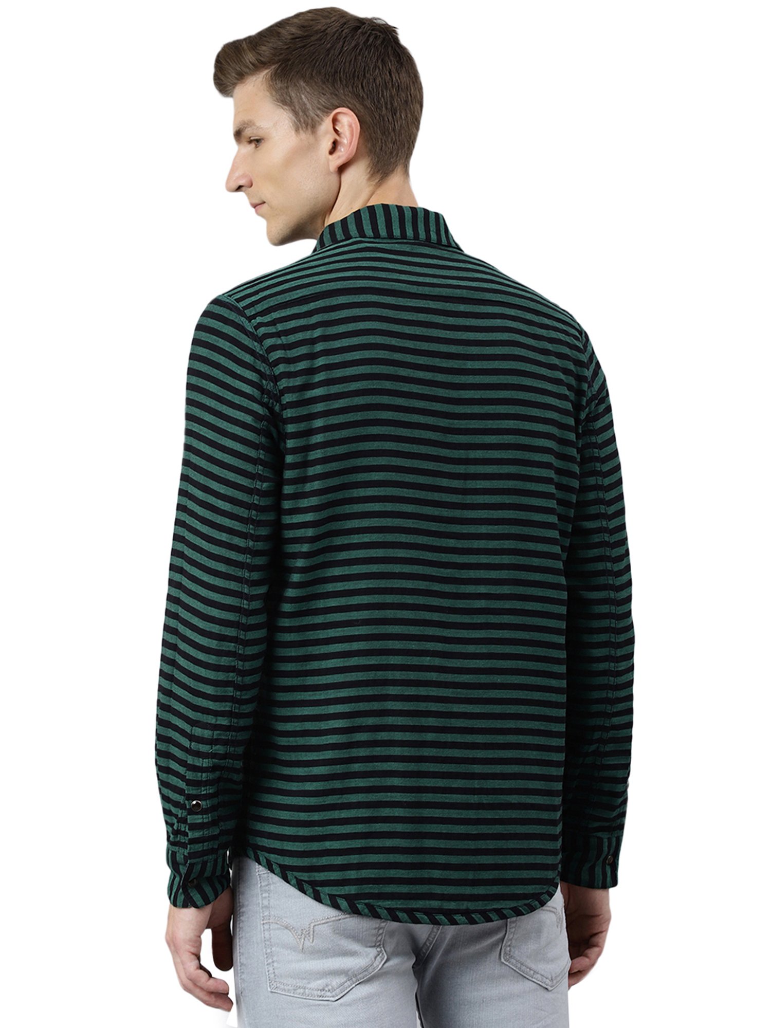 Woodland Navy & Green Regular Fit Check Reversible Shirt