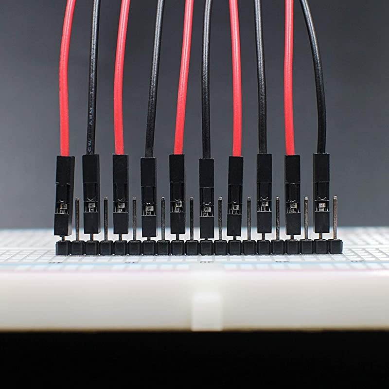 Breadboard Female to Female Jumper Wires Black Red Color for Power Lines 01 Square Head 60Pack 24AWG by Hellotronics FF 15CM Pack of 60