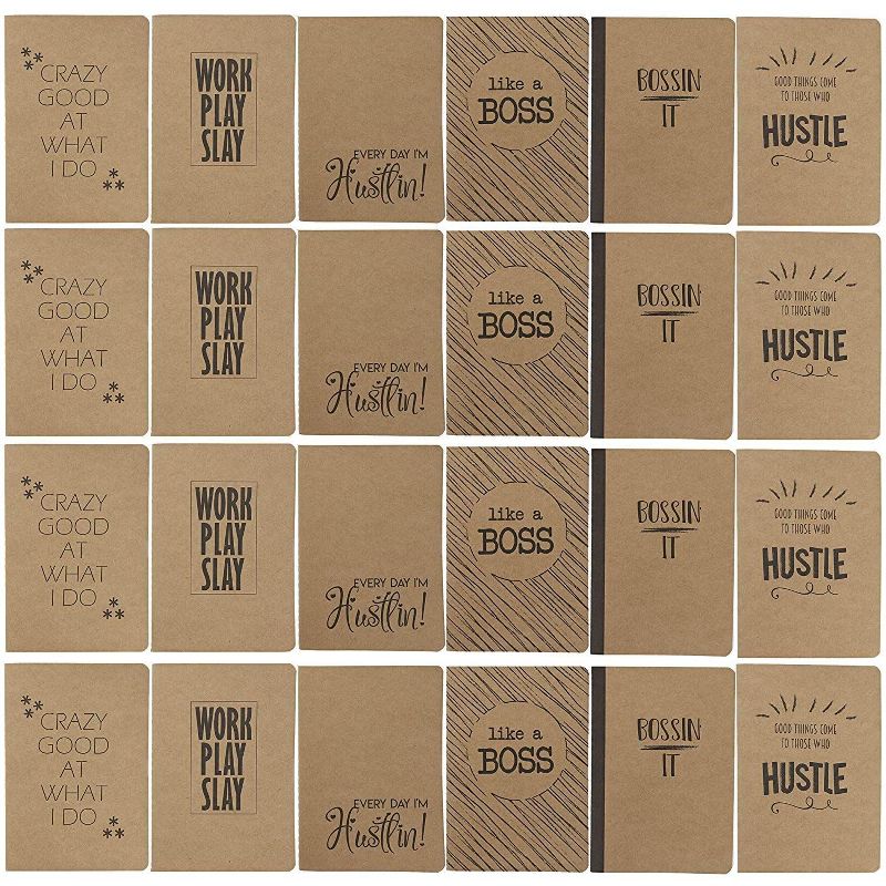 24 Pack Motivational Kraft Travel Journal Notepads Lined Paper for Student Office, 4" x 5.75"