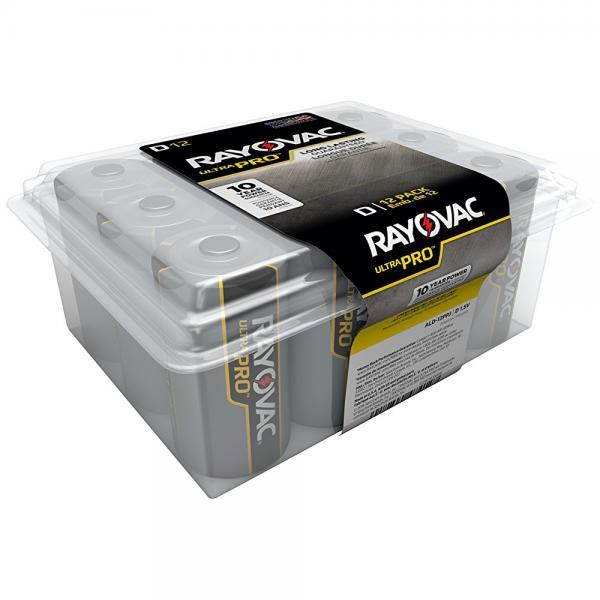Rayovac UltraPro Alkaline D Batteries, 12-Pack with Recloseable Lid (ALD-12)