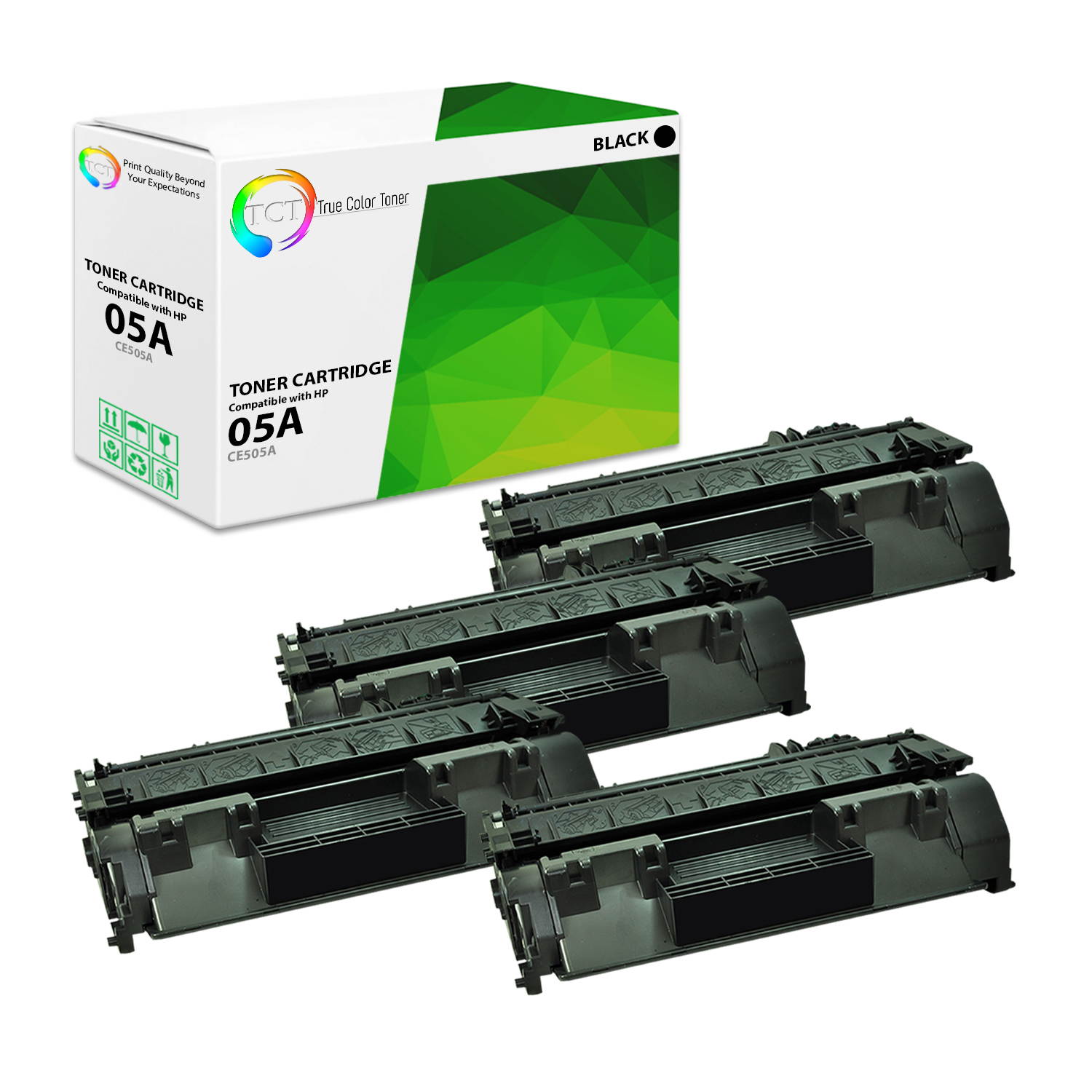 TCT Premium Compatible Toner Cartridge Replacement for HP 05A CE505A Black works with HP LaserJet P2030 P2035 P2035N P2050 P2055D P2055DN P2055X Printers (2,300 Pages) - 2 Pack