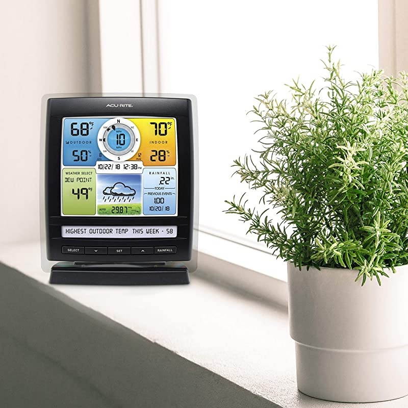 01512 Wireless Home Station for Indoor and Outdoor with 5in1 Weather Sensor Temperature Humidity Wind Speed Direction and Rainfall Full Color