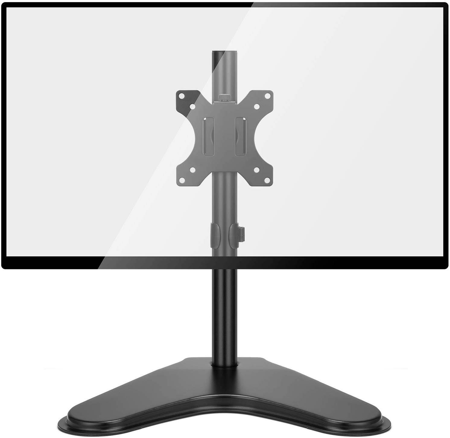 HUANUO Single LCD Monitor Stand, 2020 Upgraded Free Standing VESA Desk Mount fits One Screen up to 32 inches,17.6 lbs. Adjustable Height, Tilt, Swivel, Rotation