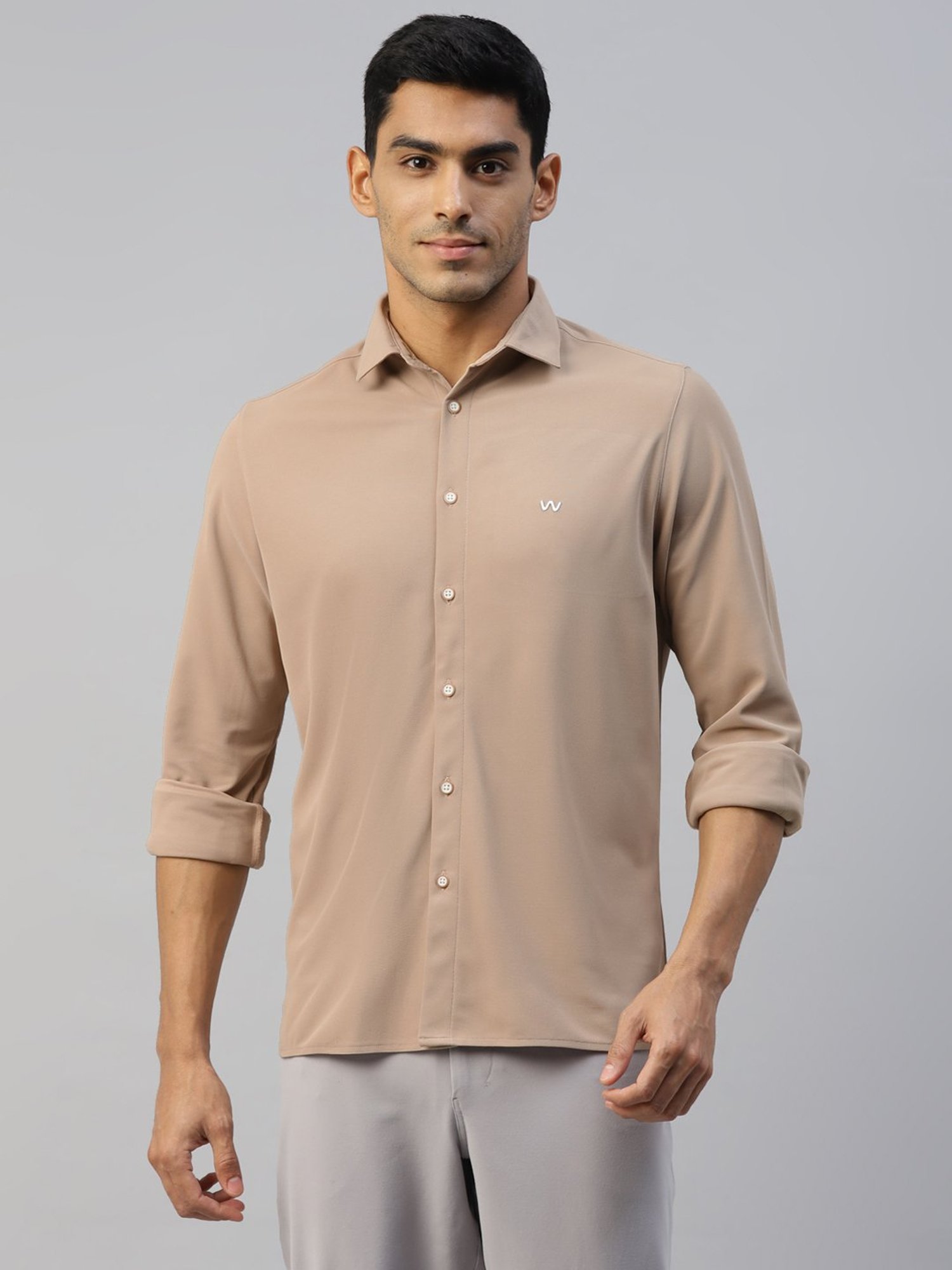 Slowave Beige Slim Fit Shirt