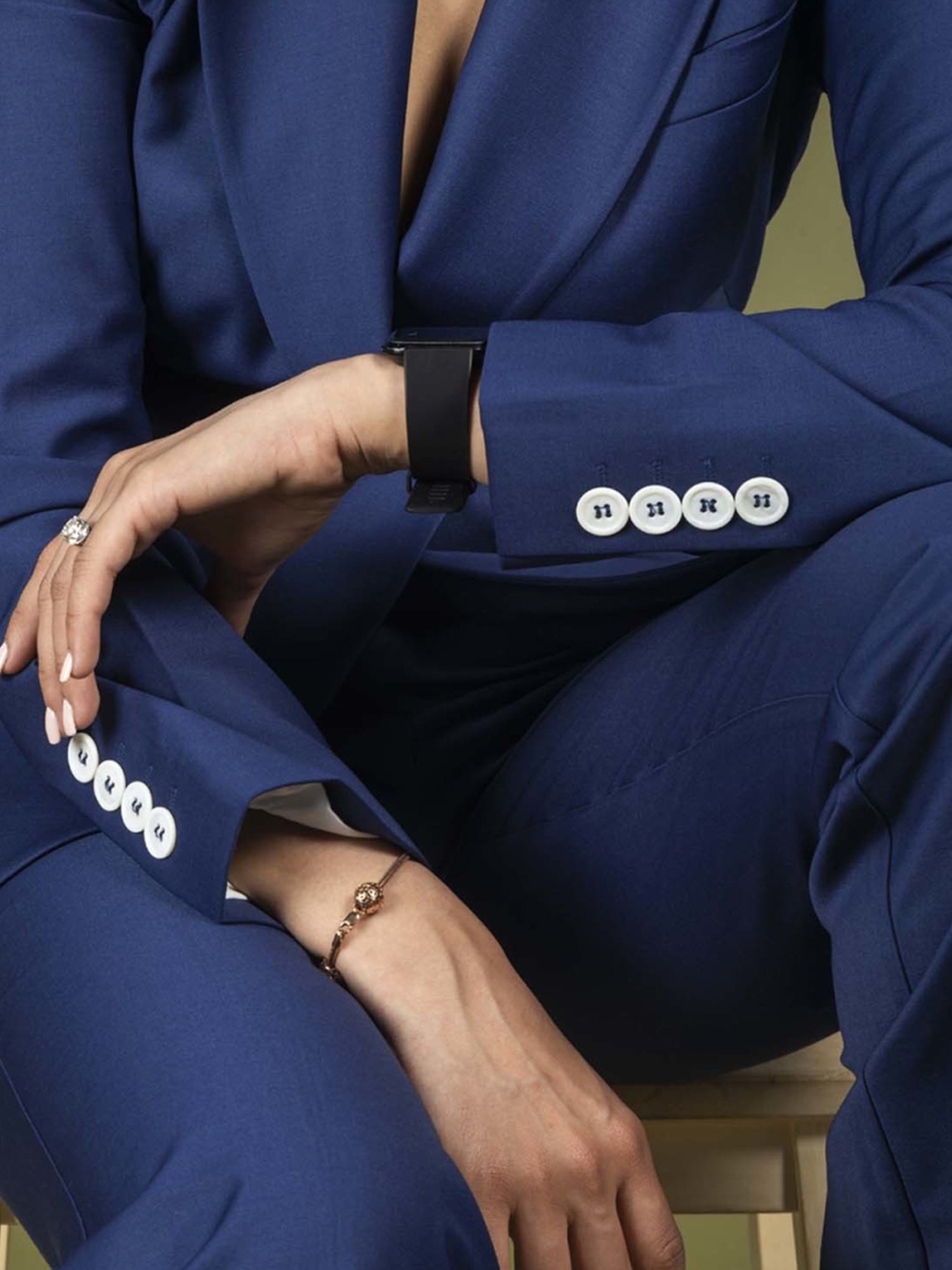 Qua Blue Stretch Wool Tailored Blazer