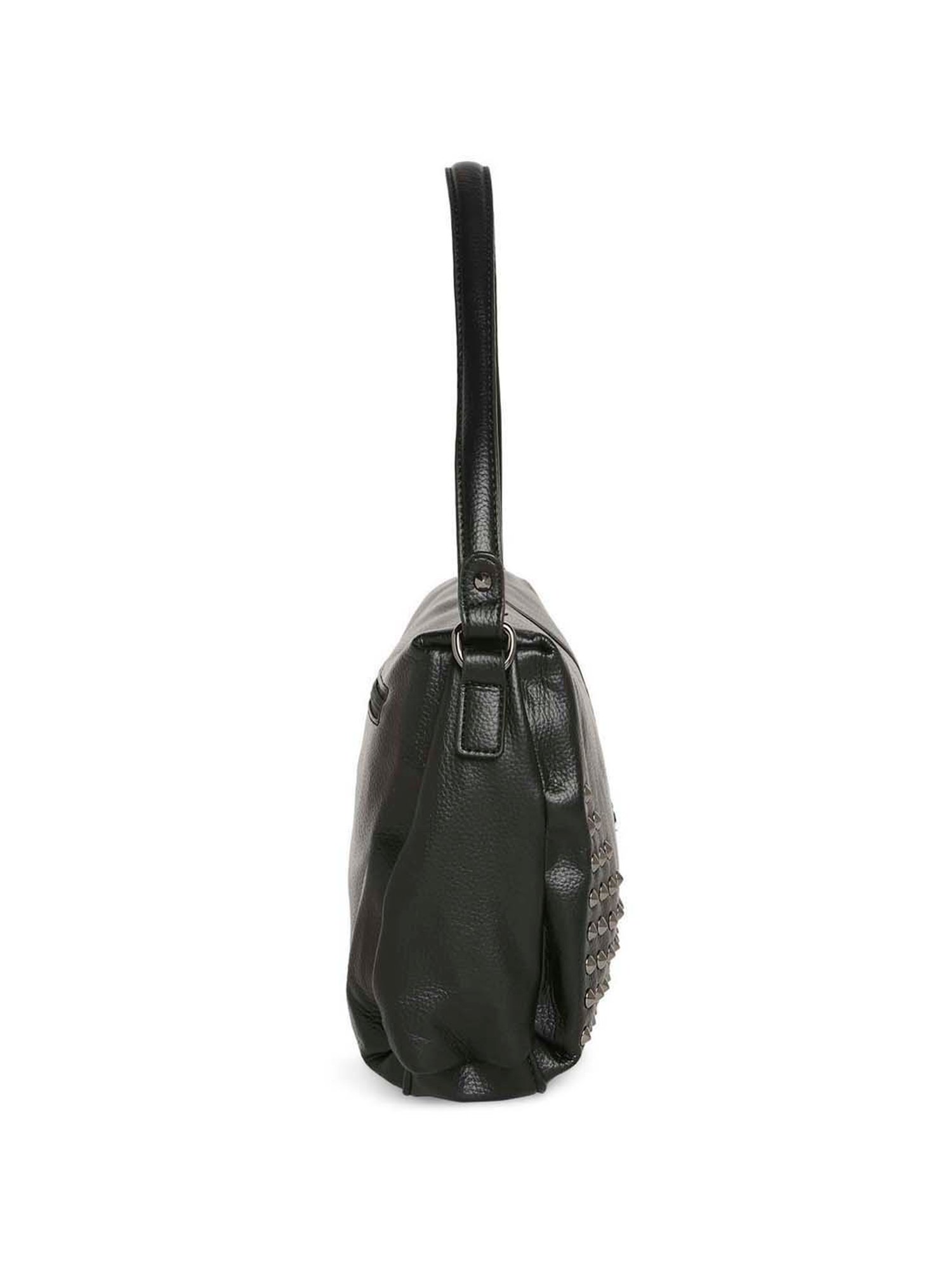 Marina Galanti Black Rivets Medium Baguette Bag