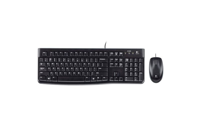 Logitech MK120 Desktop Corded Combo Set - USB Cable Keyboard - 104 Key - USB Cable Mouse - Optical - 1000 dpi - 3 Button - Scroll Wheel (PC)