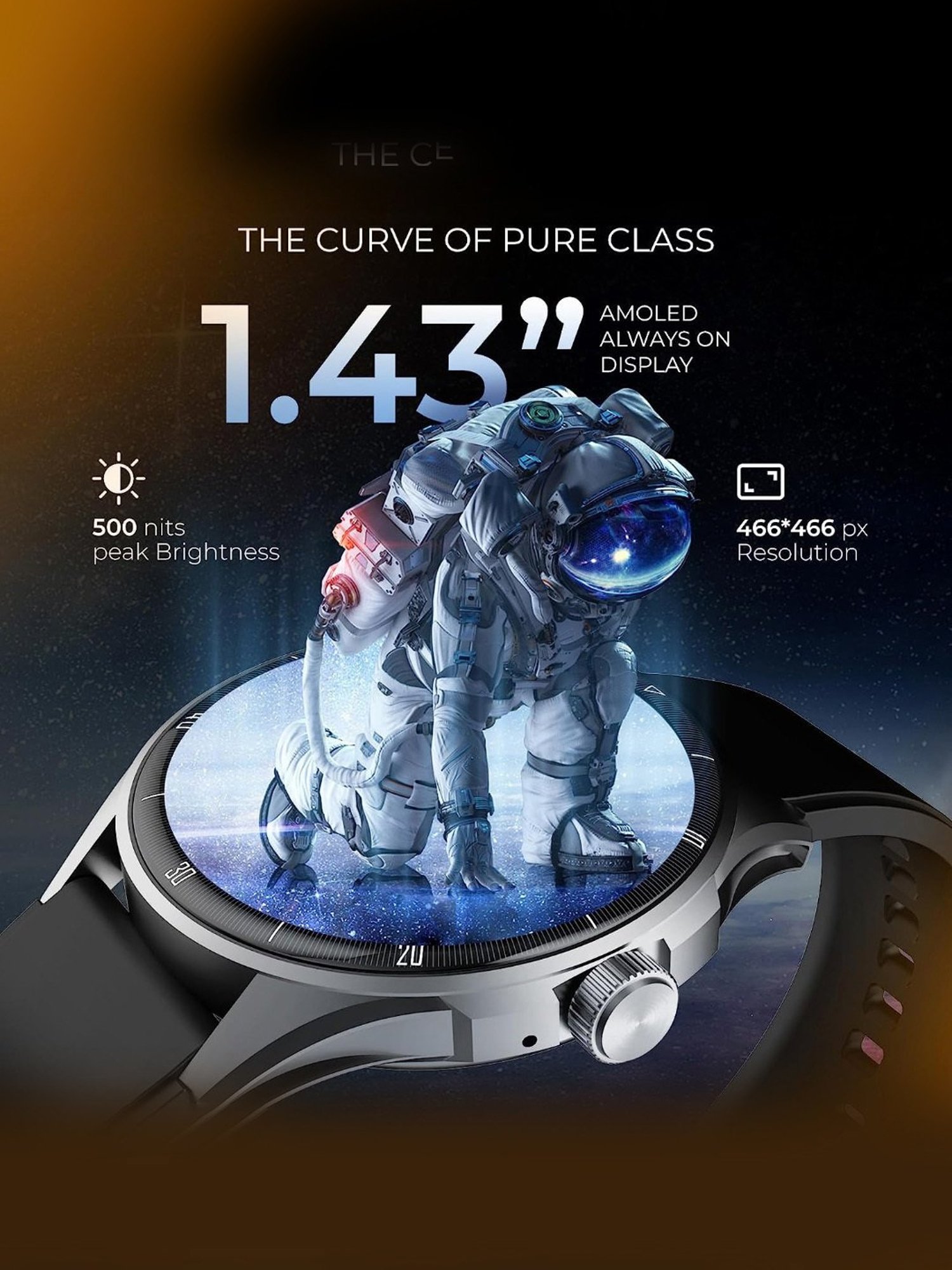 beatXP Vega Neo Bluetooth Calling Smartwatch with 1.43 inch AMOLED Display (Black)