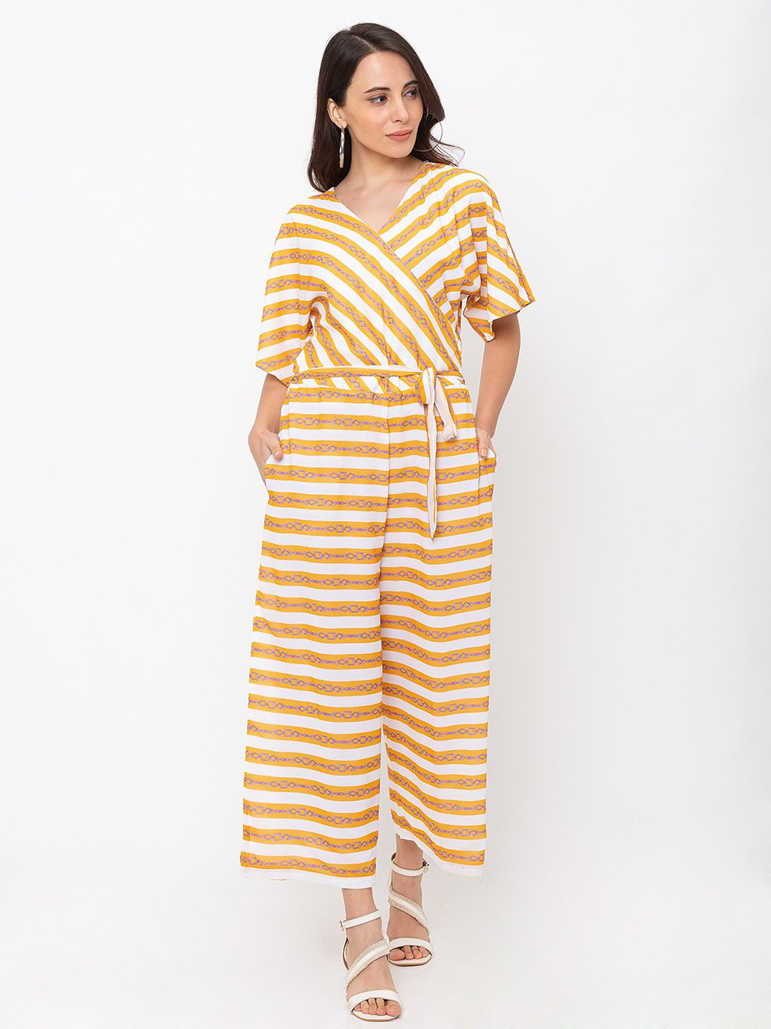 ITI Yellow & White Striped Jumpsuit