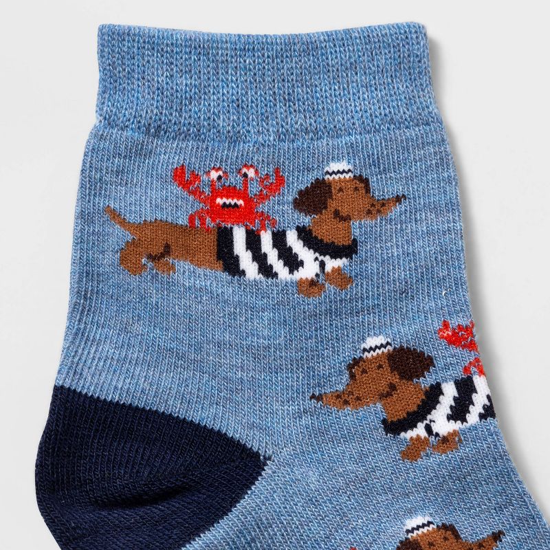 Women's Nautical Dachshund Ankle Socks - Xhilaration™ Denim Heather 4-10
