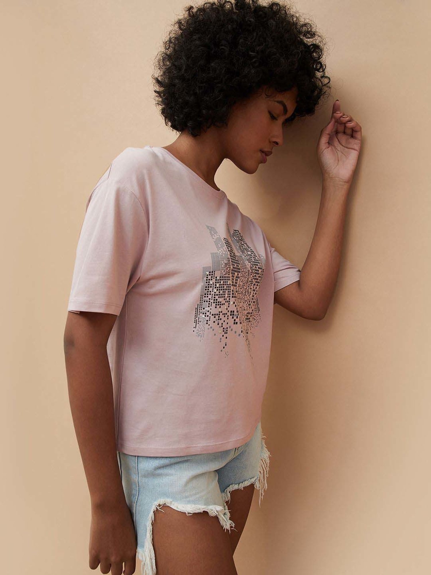 Fame Forever by Lifestyle Pink Cotton Printed T-Shirt