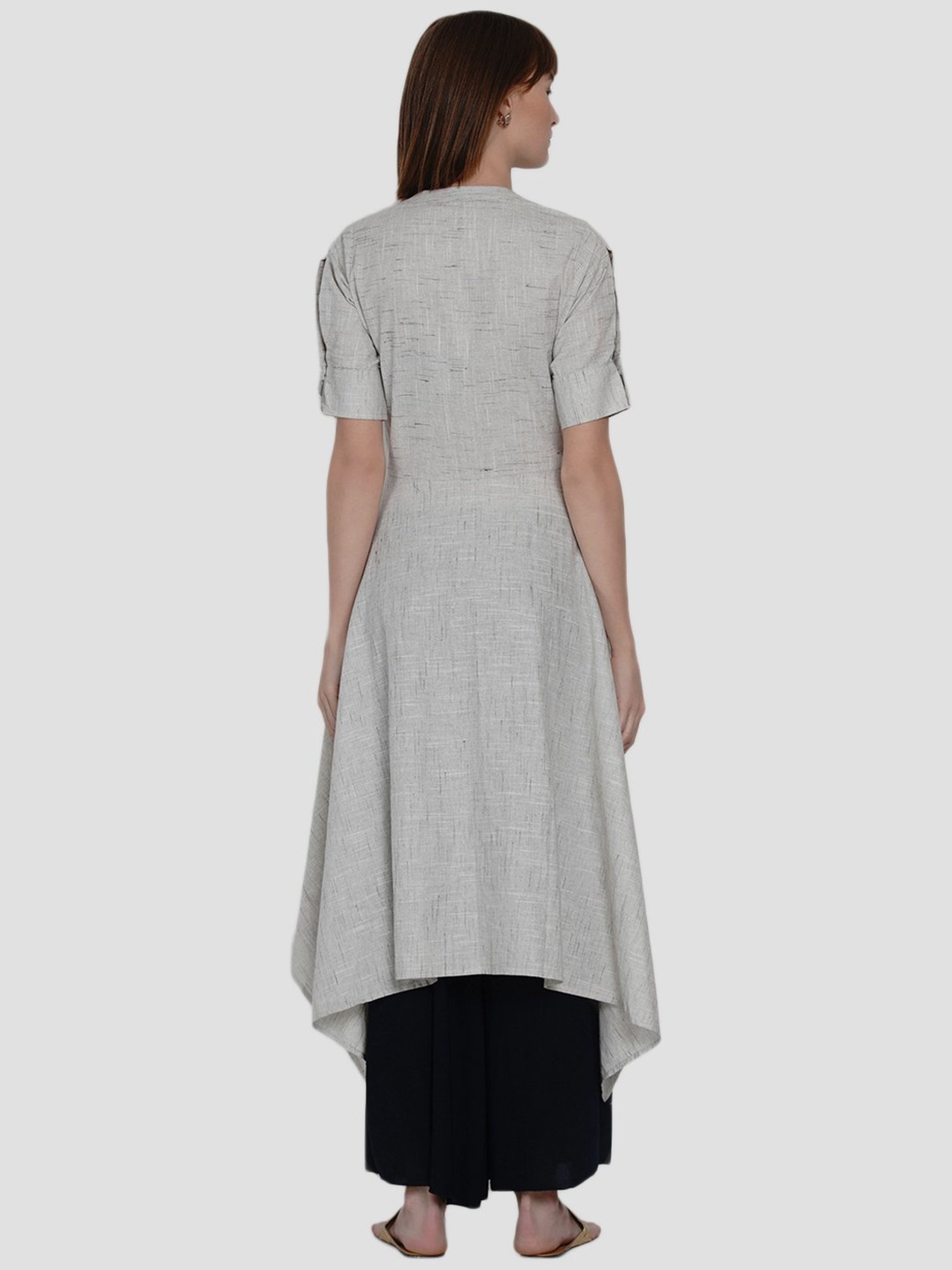 Women Republic Grey Cotton A Line Kurta