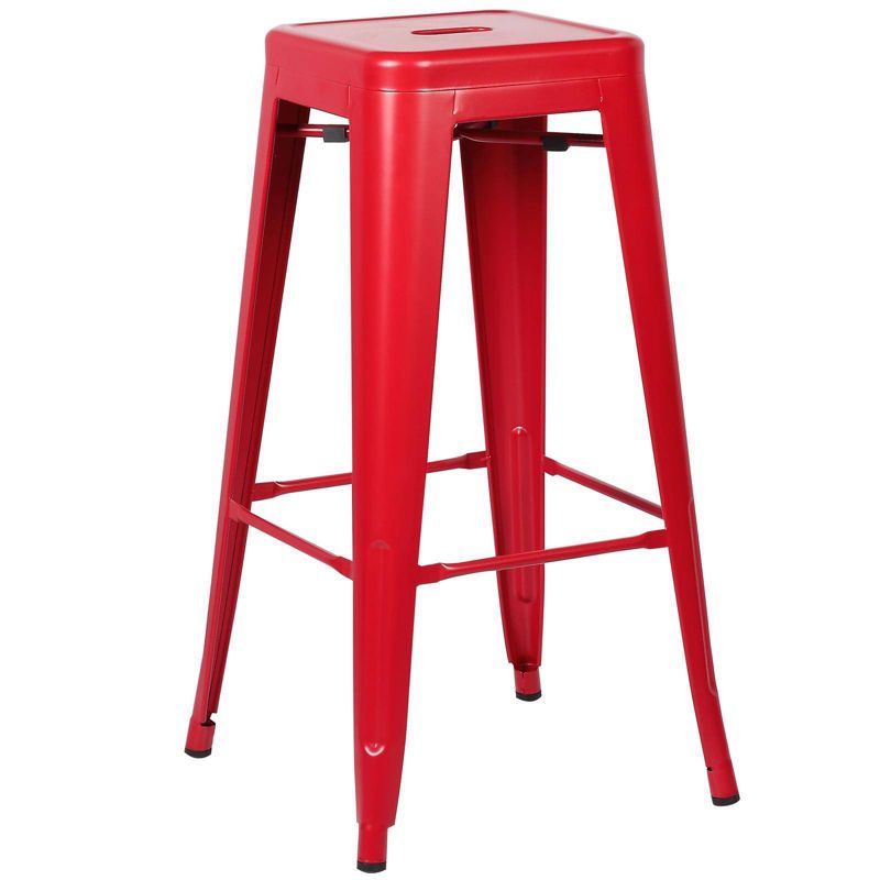 Set of 4 Franco Industrial Barstools Red - Edgemod