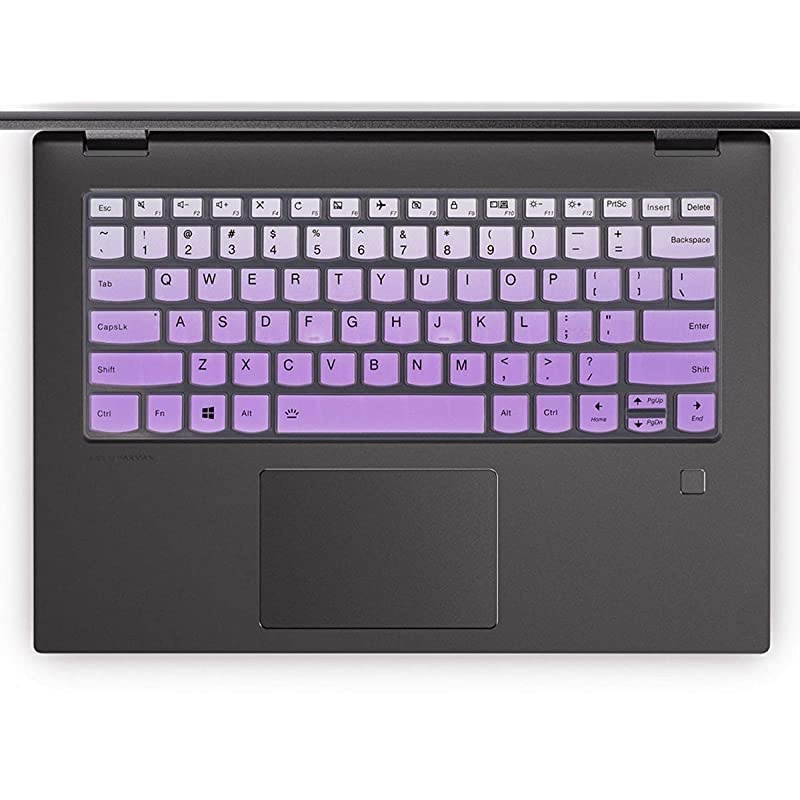 Lenovo Yoga 730 Keyboard Cover , Silicone Keyboard Skin Lenovo Flex 15/Flex 14, Lenovo Yoga C740 C940 C930 13.9 Inch,Lenovo Yoga 720 13.3" 12.5" Protector(Purple+Clear)