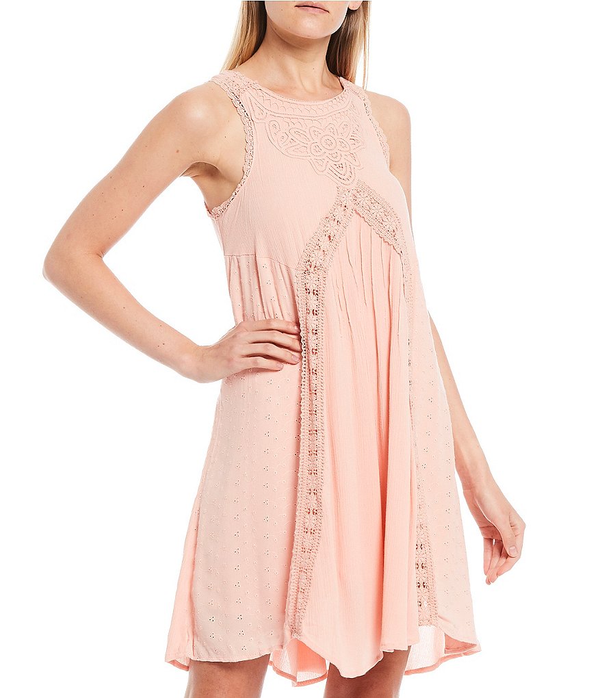 Coco + Jaimeson&trade; Sleeveless Crochet Embroidered Swing Dress