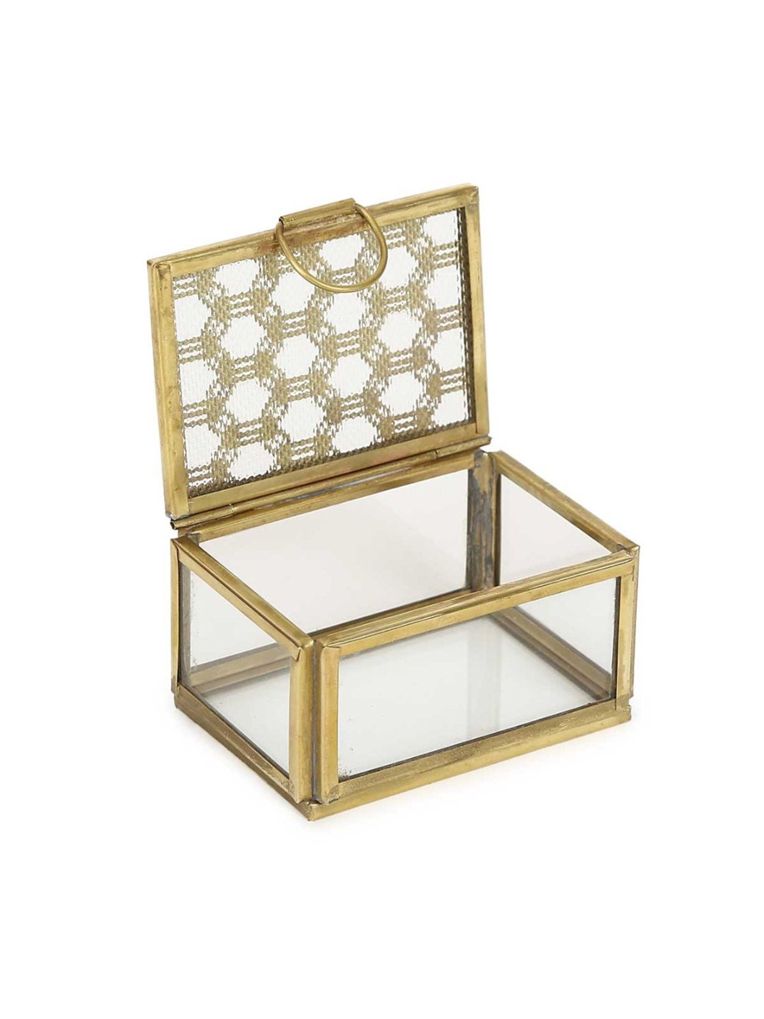 Home4U Gold Glass Small Kaori Antique Box