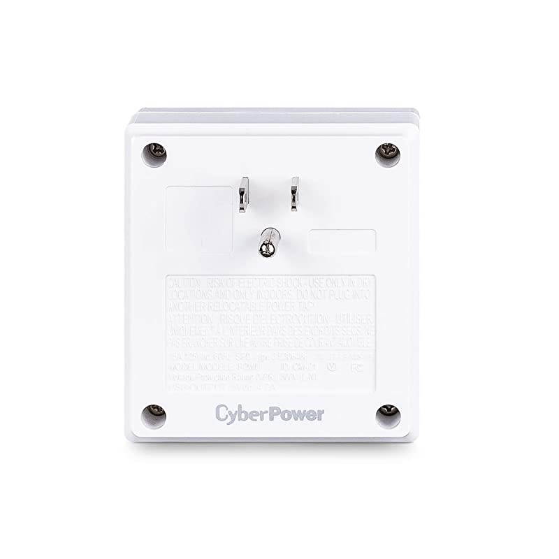 P2WU Professional Surge Protector, 500J/125V, 2 Outlets, 3 USB-A Charge Ports, White Wall Tap