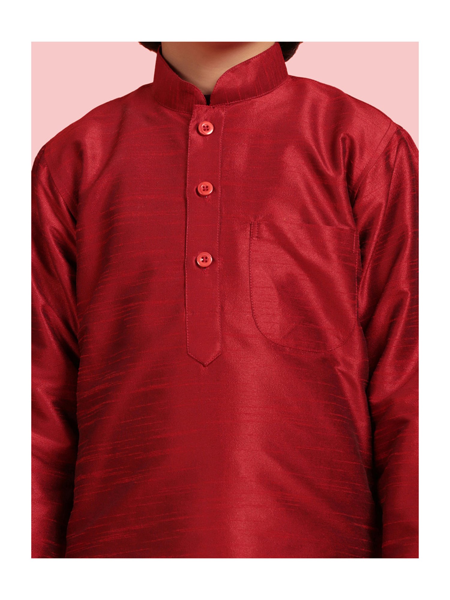 AJ Dezines Kids Maroon Textured Full Sleeves Kurta