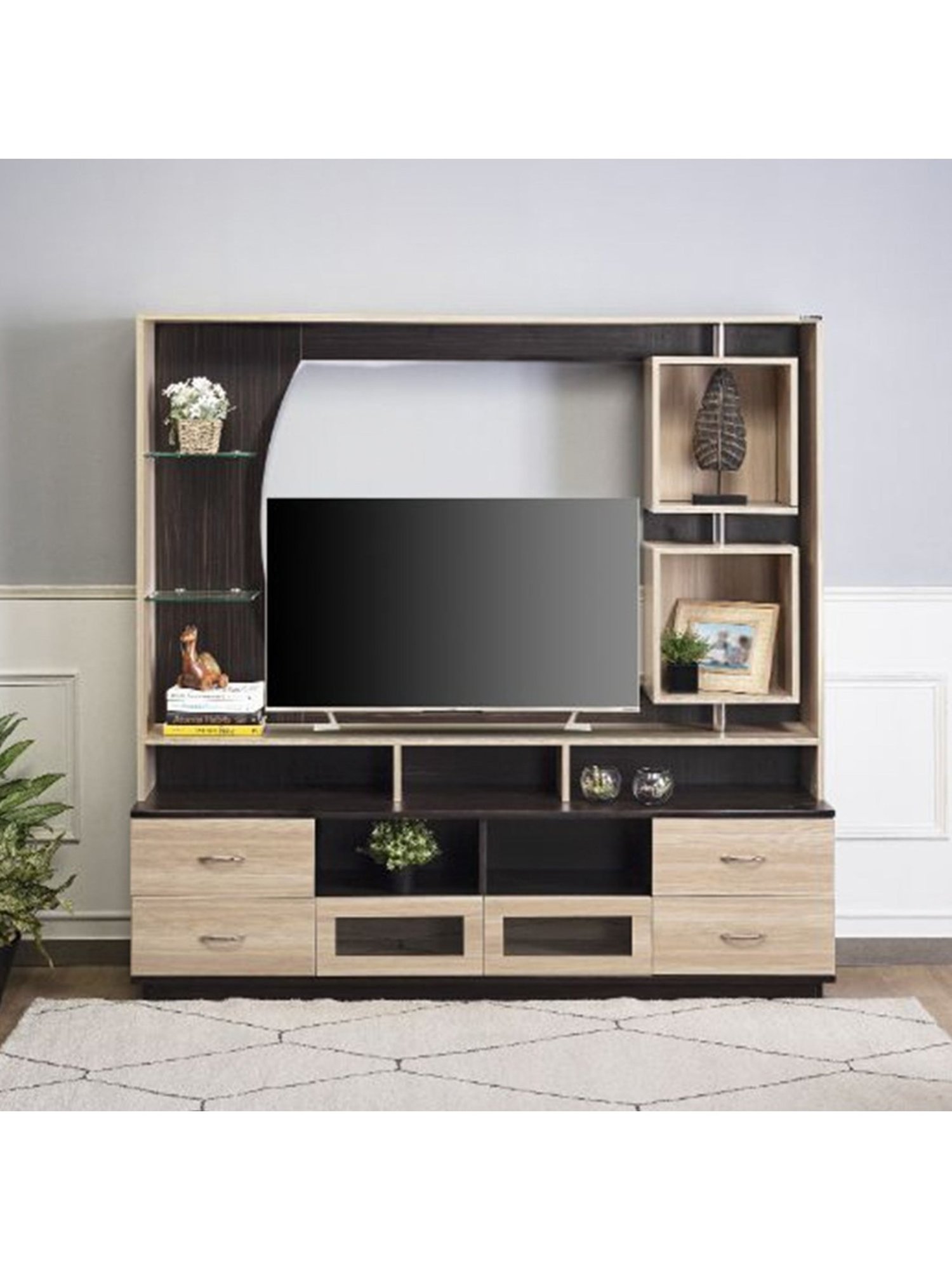 Nilkamal Cora White Engineered Wood TV Entertainment Unit with 2 Shelves