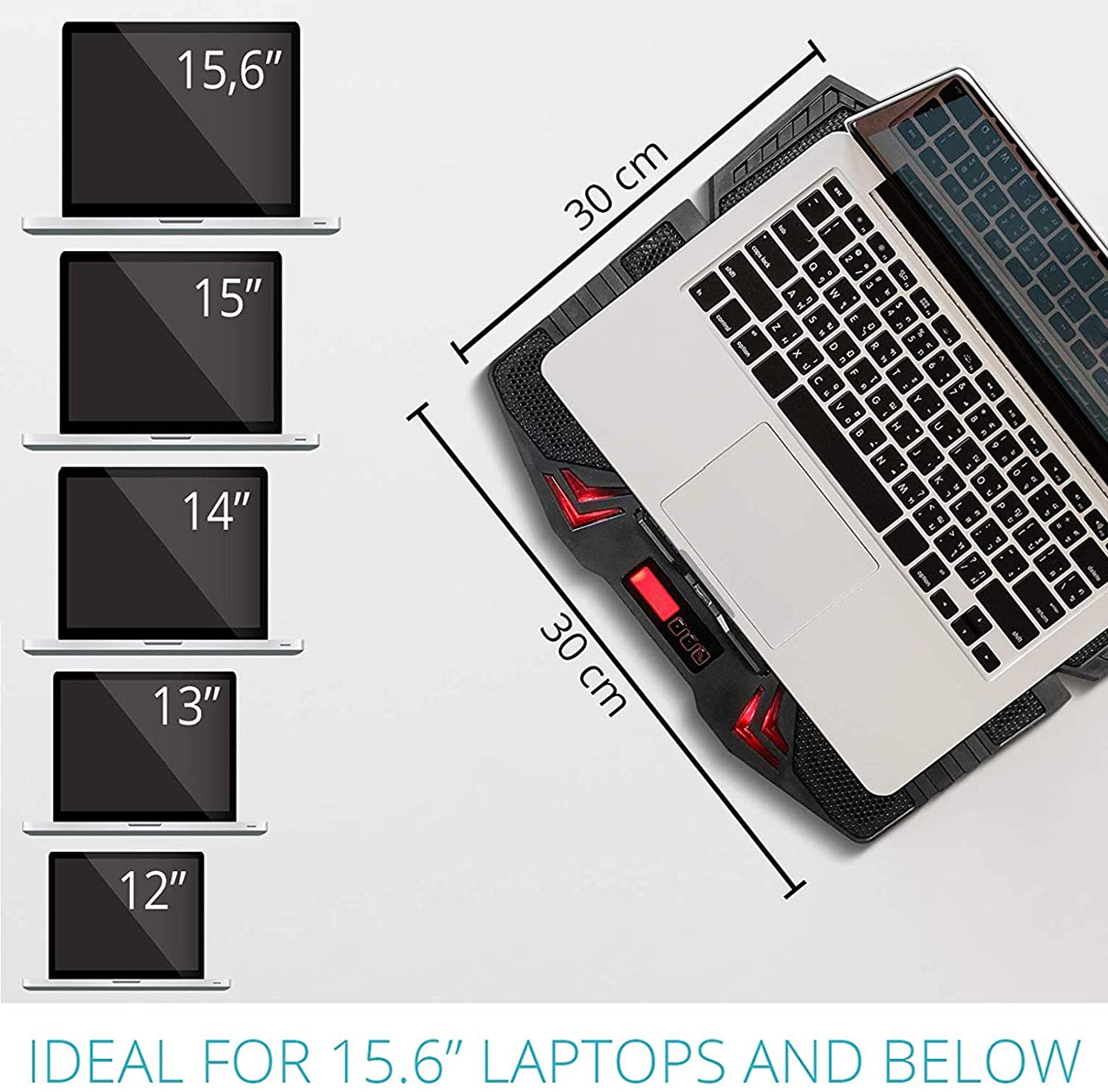 High Performance Game Laptop Cooling Pad, Laptop Cooler with 6 Quiet Led Fans for 15.6-17 Inch Laptop Cooling Fan Stand, USB Powered Gaming Laptop Cooling Pad, Switch Control Fan Speed Function