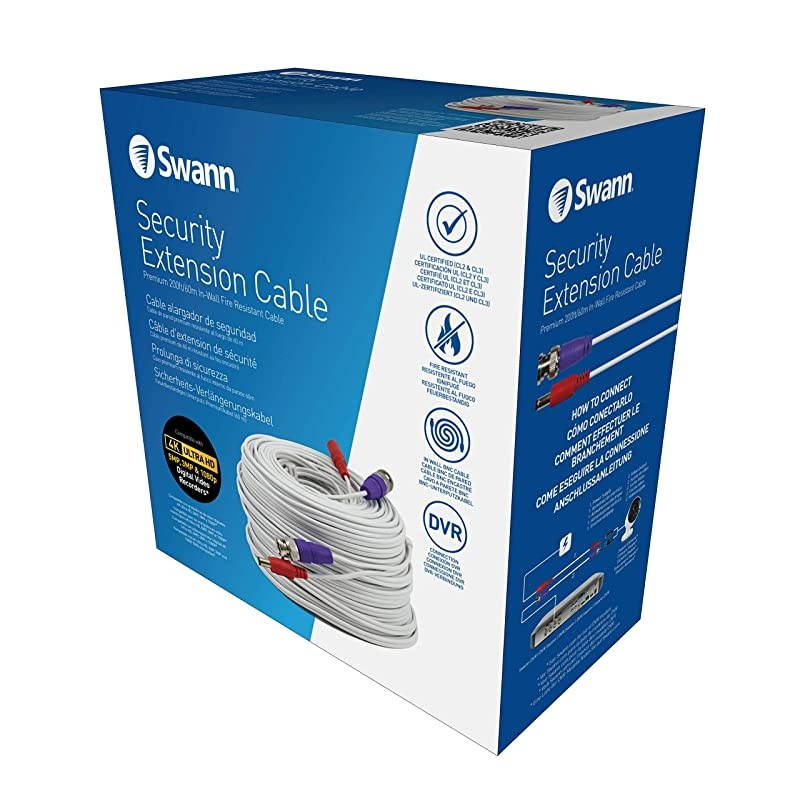 BNC Coaxial Cable for Security Camera CCTV System, Audio Video Extension Power Cables, UL Certified and Fire Resistant, 100ft (100 Ft / 30 M) (SWPRO-30ULCBL)