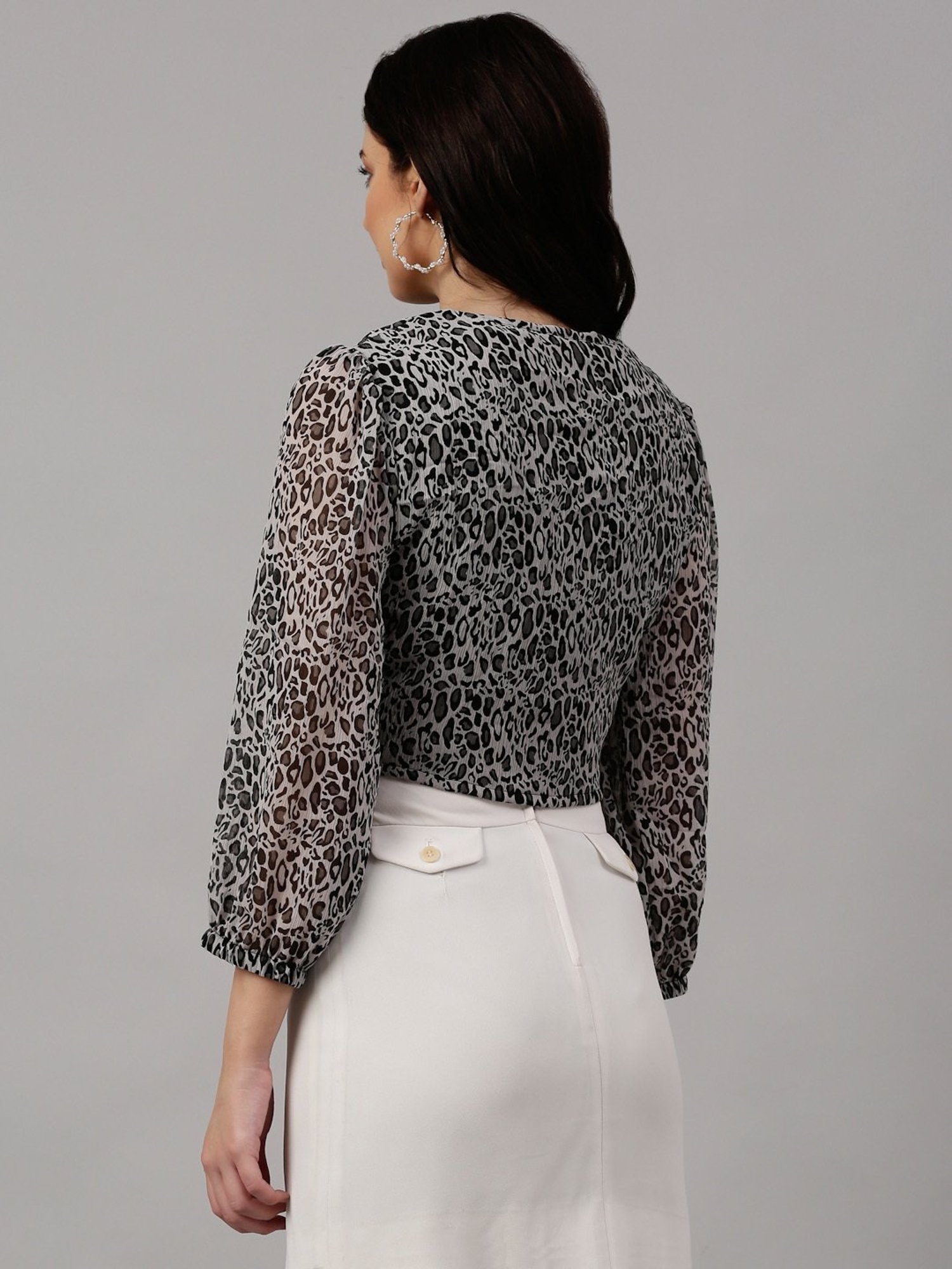 NEUDIS Grey Printed Crop Top