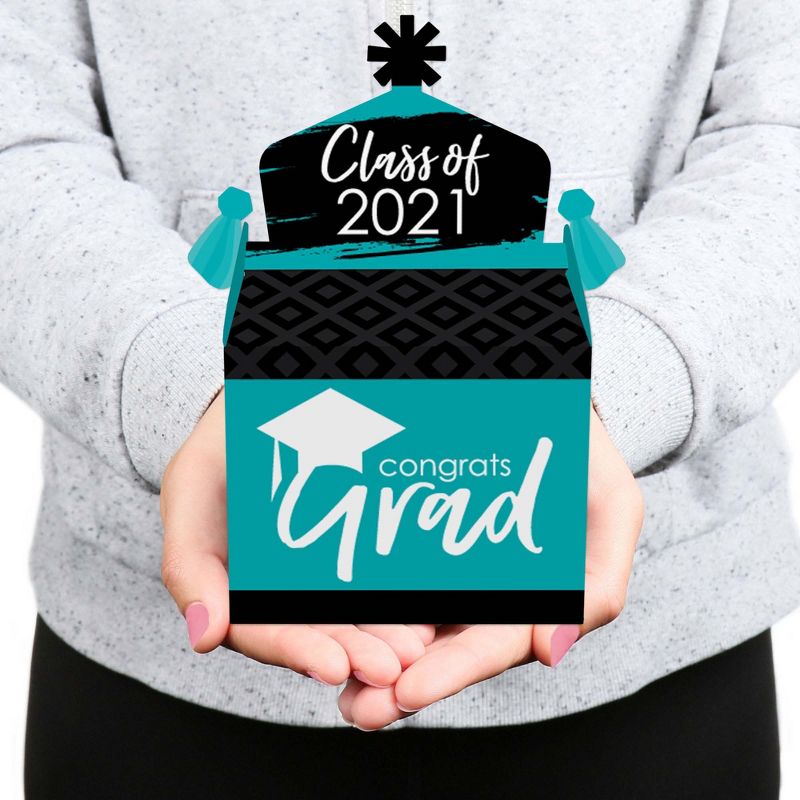 Big Dot of Happiness Teal Grad - Best is Yet to Come - Treat Box Party Favors - 2021 Turquoise Graduation Party Goodie Gable Boxes - Set of 12