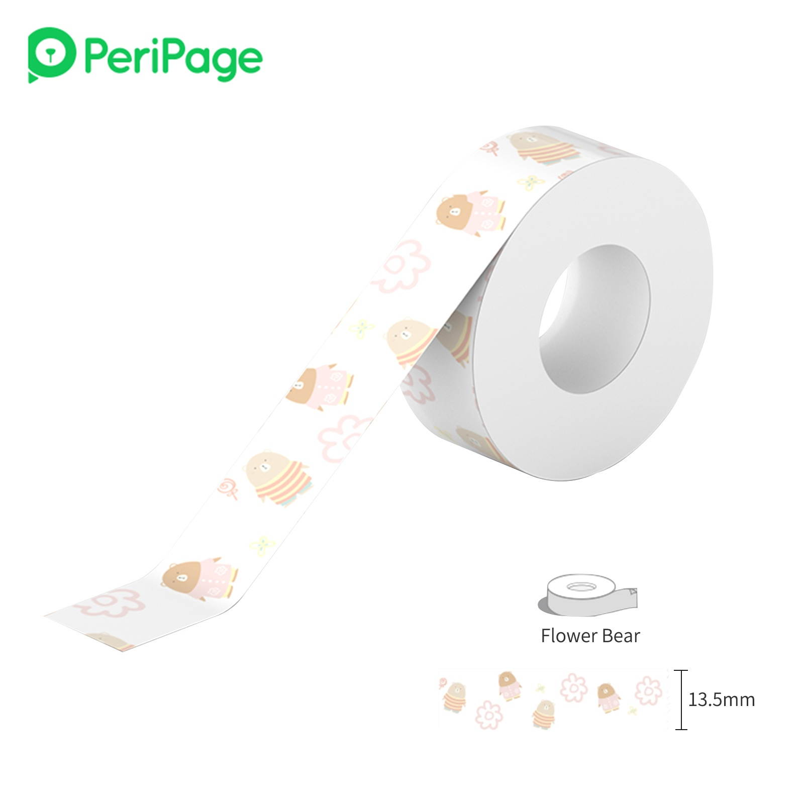 PeriPage 1 Roll Adhesive Label Paper Cute Pattern Sticky Tape Thermal Printing Paper Name Price Barcode Sticker Home Office Organization Waterproof Oil-proof Tear-Resistant for PeriPage L1 Mini Pocket