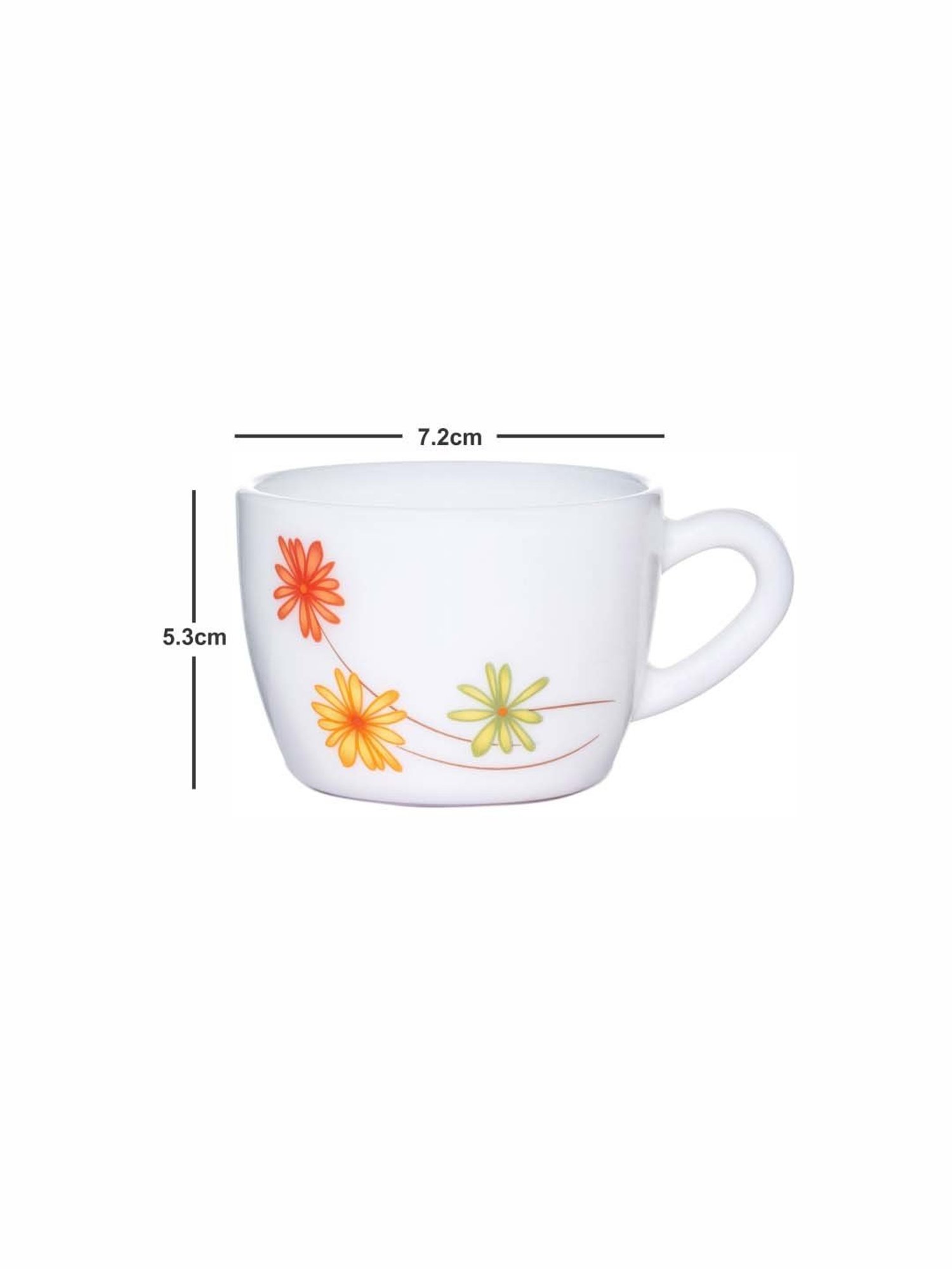 Cello White Opalware Cup (0.13 L) - Set of 6